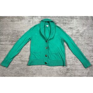 Mossimo Cardigan Womens XXL Green Shawl Collar Button Front Cotton Knit Sweater